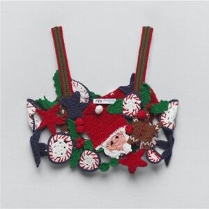 ZARA Crochet Knit Christmas Top Ugly Christmas Sweater